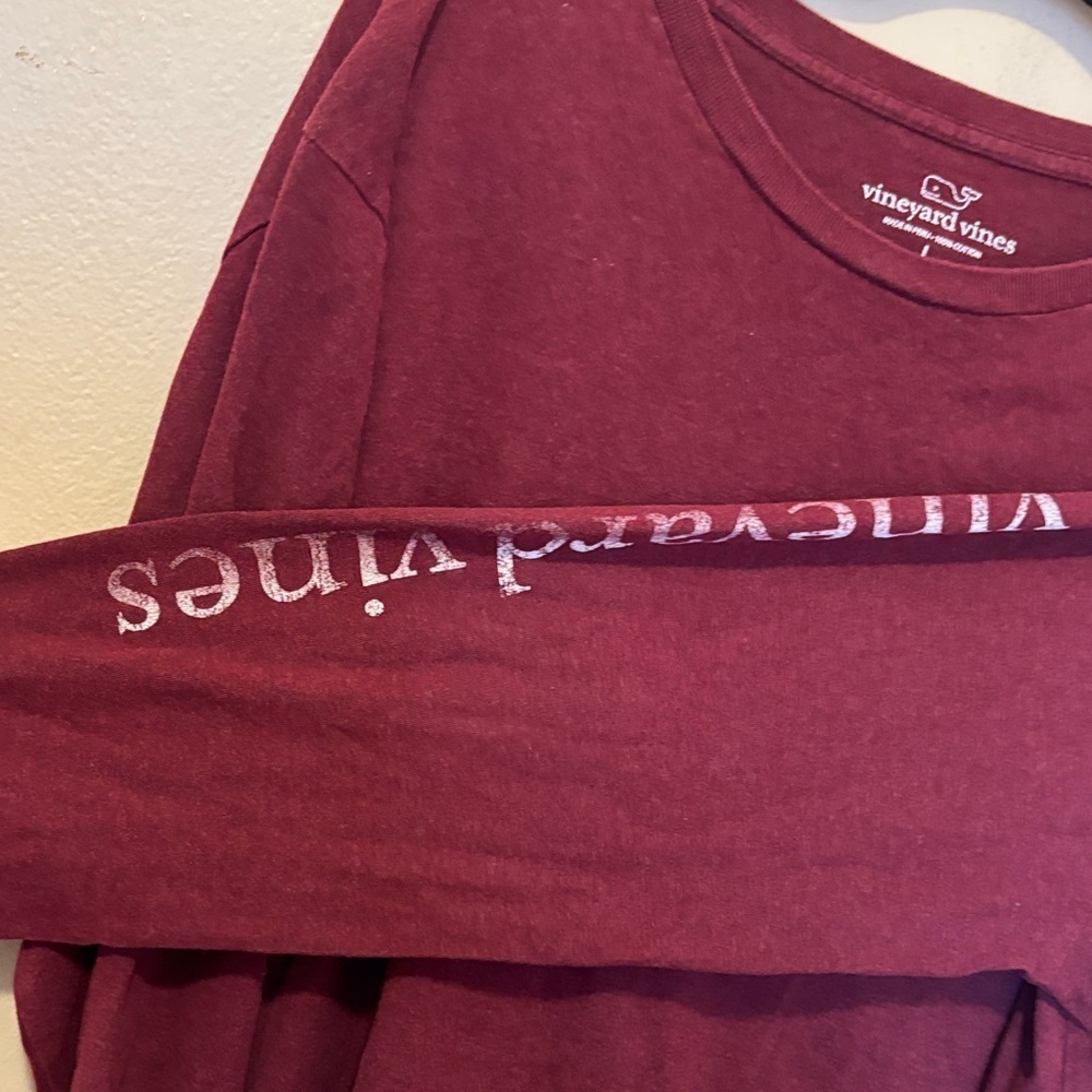 Vineyard Vines Men's Burgundy Long Sleeve Tee - Picture 4 of 4